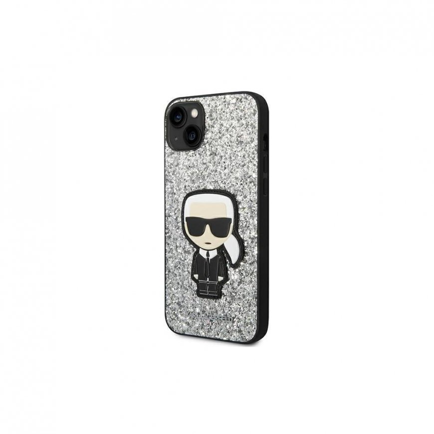 Dėklas Karl Lagerfeld KLHCP14MGFKPG iPhone 14 Plus 6,7 colio kieto korpuso sidabro / sidabro blizgučių ikonėlės – 2