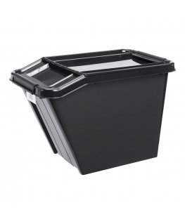 Plast Team Container with lid PlastTeam ProBox Recycle QR 58L slanted black