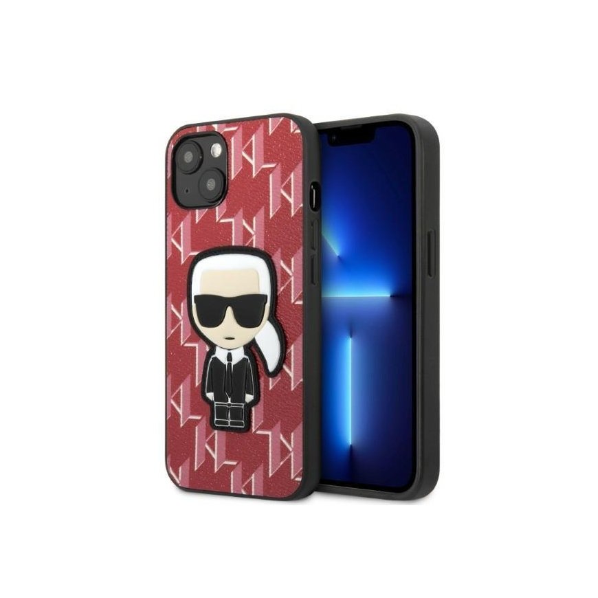 Karl Lagerfeld KLHCP13SPMNIKPI iPhone 13 mini 5,4" kietas dėklas raudona/raudona Monogramos ikonos pleistras