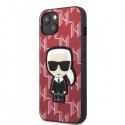 Karl Lagerfeld KLHCP13SPMNIKPI iPhone 13 mini 5,4" kietas dėklas raudona/raudona Monogramos ikonos pleistras