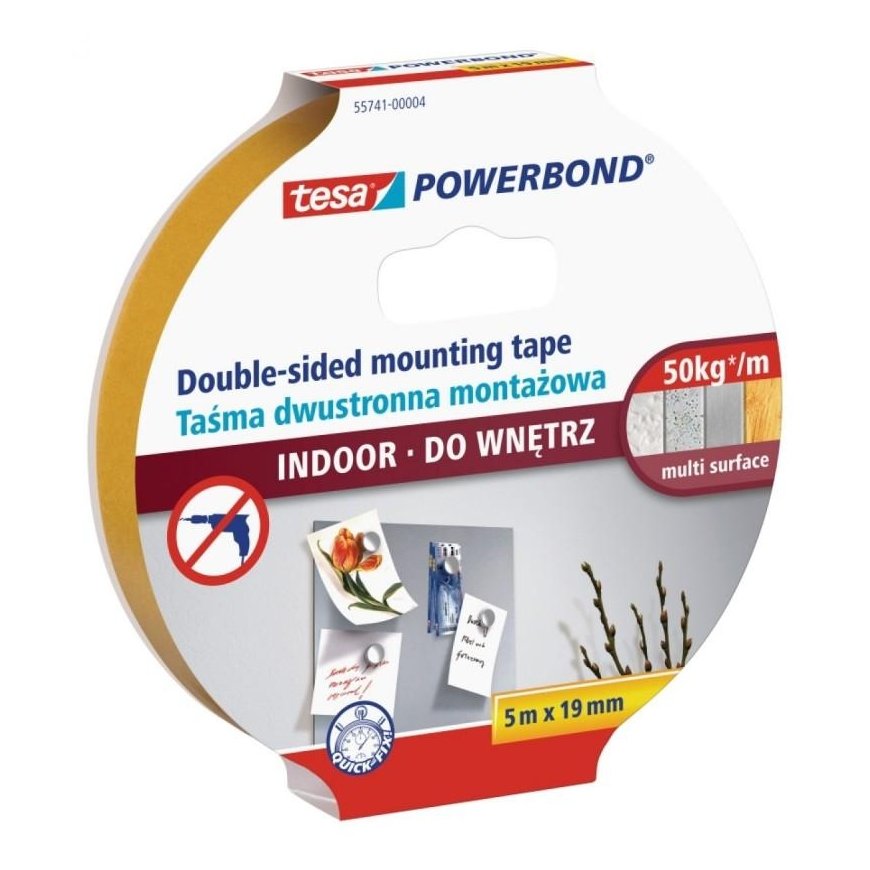 Tesa double-sided foam mounting tape 19mm for indoor use 5m - H0807301