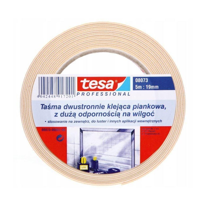 Tesa double-sided foam mounting tape 19mm for indoor use 5m - H0807301 – 2