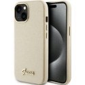 Guess Glitter Glossy Script dėklas iPhone 15 Pro - auksinis Guess Glitter Glossy Script dėklas iPhone 15 Pro - auksinis