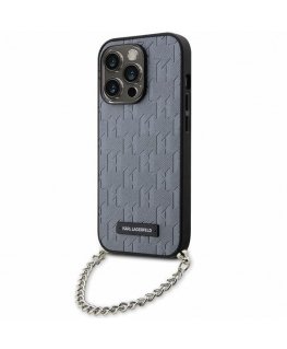 Karl Lagerfeld dėklas, skirtas iPhone 14 Pro Max 6.7" KLHCP14XSACKLHPG Sidabrinis Hardcase Saffino Mono Chain