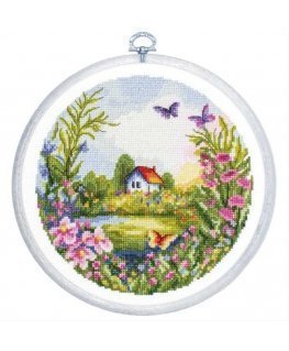 luca S Suskaičiuotas siuvinėjimo kryželiu rinkinys su lanku, įtrauktas "Vasara" 17x17 cm SBC220