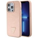 Case Guess Croco Triangle Metal Logo case for iPhone 15 Pro - pink Case Guess Croco Triangle Metal Logo case for iPhone 15 Pro - pink