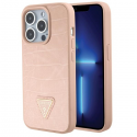 Dėklas Guess Croco Triangle Metal Logo case for iPhone 15 Pro - pink Dėklas Guess Croco Triangle Metal Logo case for iPhone 15 Pro - pink