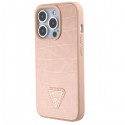 Case Guess Croco Triangle Metal Logo case for iPhone 15 Pro - pink Case Guess Croco Triangle Metal Logo case for iPhone 15 Pro - pink
