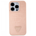 Case Guess Croco Triangle Metal Logo case for iPhone 15 Pro - pink Case Guess Croco Triangle Metal Logo case for iPhone 15 Pro - pink