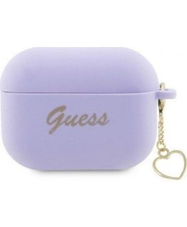 Earphones Guess GUAP2LSCHSU AirPods Pro 2 Cover Purple/Purple Silicone Charm Heart Collection