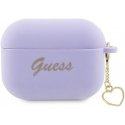 Ausinės Guess GUAP2LSCHSU AirPods Pro 2 dangtelis purpurinis / violetinis silikono žavesio širdies kolekcija Ausinės Guess GUAP2LSCHSU AirPods Pro 2 dangtelis purpurinis / violetinis silikono žavesio širdies kolekcija