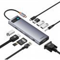Hub 11in1 Baseus StarJoy Metal Glam Series, USB-C prie HDMI + VGA + 3 x USB 3.0 + USB 2.0 + USB-C PD + RJ45 + SD/TF +3,5 mm Hub 11in1 Baseus StarJoy Metal Glam Series, USB-C prie HDMI + VGA + 3 x USB 3.0 + USB 2.0 + USB-C PD + RJ45 + SD/TF +3,5 mm