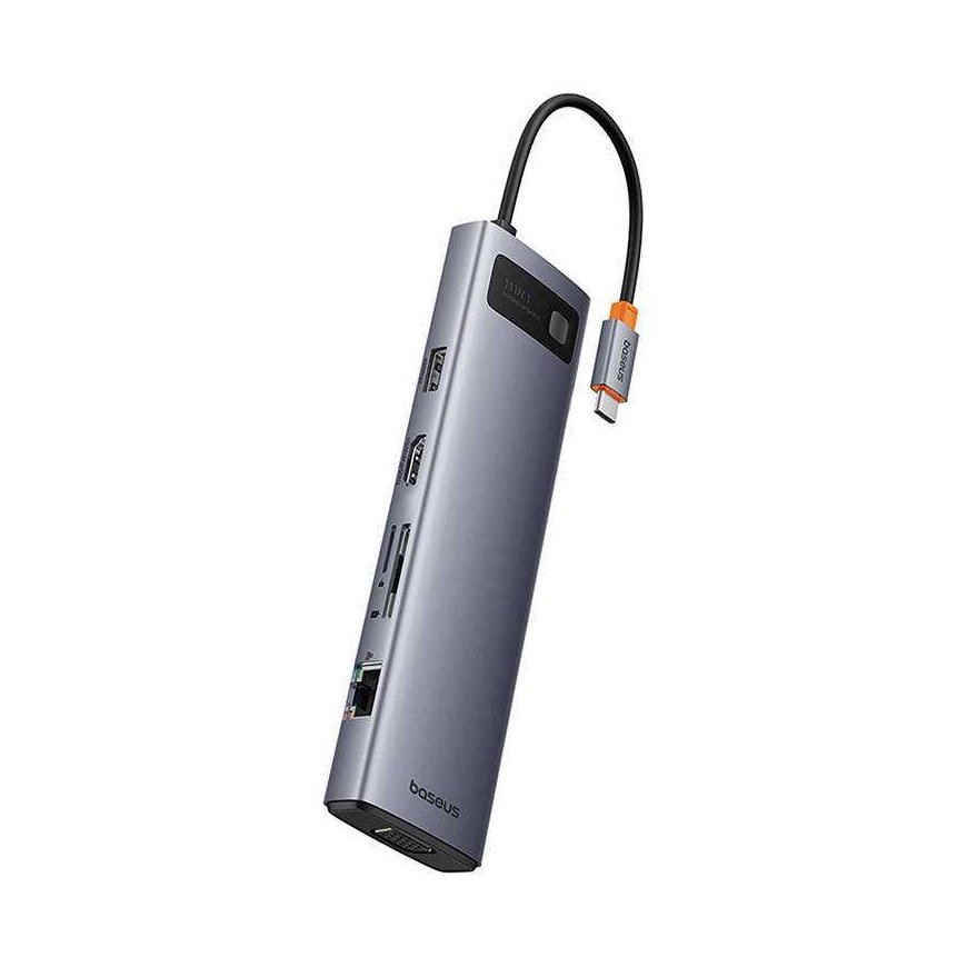 Hub 11in1 Baseus StarJoy Metal Glam Series, USB-C prie HDMI + VGA + 3 x USB 3.0 + USB 2.0 + USB-C PD + RJ45 + SD/TF +3,5 mm – 2