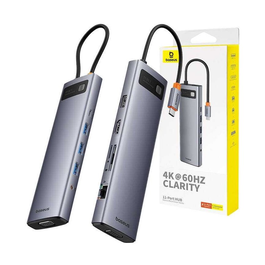 Hub 11in1 Baseus StarJoy Metal Glam Series, USB-C to HDMI + VGA + 3 x USB 3.0 + USB 2.0 + USB-C PD + RJ45 + SD/TF +3.5 mm – 5