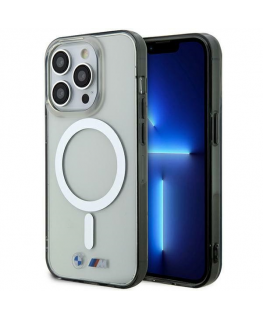 Case BMW BMHMP14XHCRS iPhone 14 Pro Max 6.7" transparent hard case Silver ring MagSafe