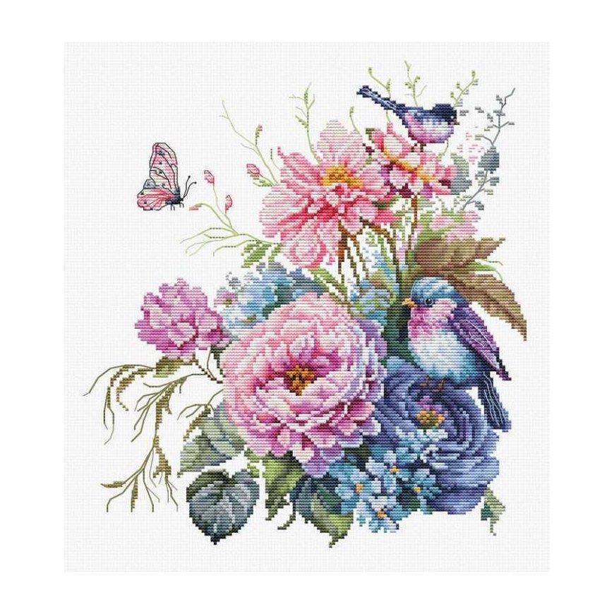 luca S Counted cross stitch kit "Birds-Summer" 23x25 cm SB2422