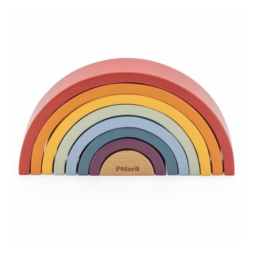 Viga Toys VIGA PolarB medinės vaivorykštės dėlionės kūrybinės Montessori kaladėlės – 2