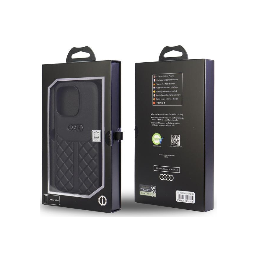 Audi tikros odos iPhone 13 Pro / 13 6.1" juodas/juodas kietas dėklas AU-TPUPCIP13P-Q8/D1-BK – 5