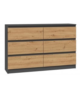 Topeshop M6 120 ANTRACYT/ART riidekapp ja sahtlitega kummut