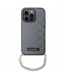 Karl Lagerfeld case for iPhone 14 6.1" KLHCP14SSACKLHPG silver hardcase Saffiano Mono Chain