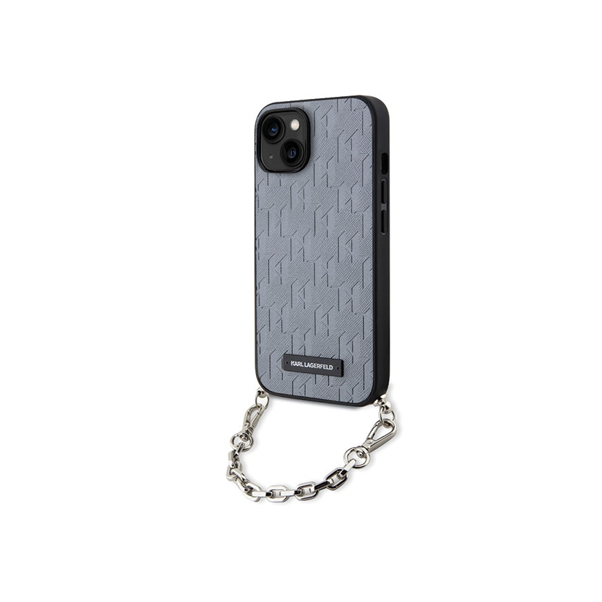 Karl Lagerfeld dėklas, skirtas iPhone 14 6,1" KLHCP14SSACKLHPG sidabrinis hardcase Saffiano Mono Chain – 2