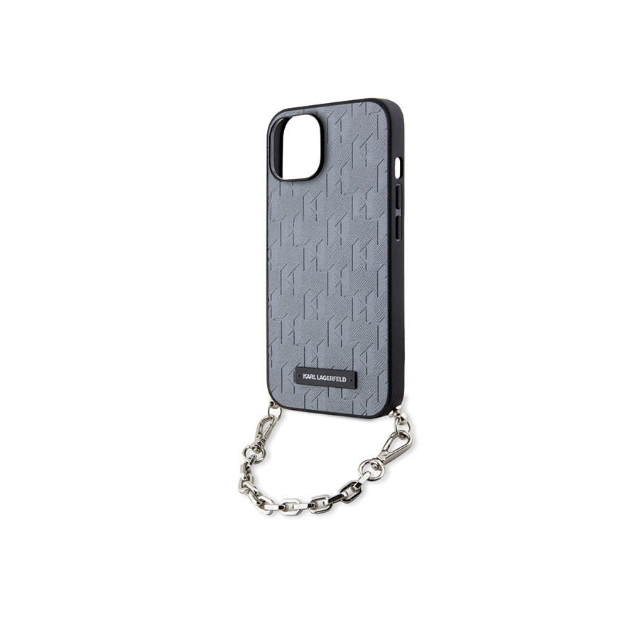 Karl Lagerfeld case for iPhone 14 6.1" KLHCP14SSACKLHPG silver hardcase Saffiano Mono Chain – 4