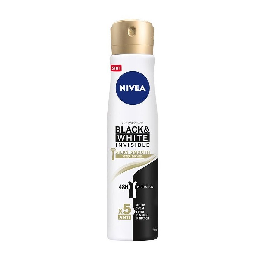Nivea Juodas & Baltas Invisible Silky Smooth purškiamas antiperspirantas 250ml
