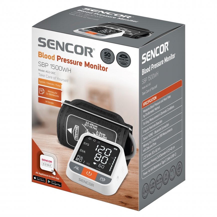 Vererõhumõõtja Sencor SBP1500WH, Bluetooth + WiFi – 4