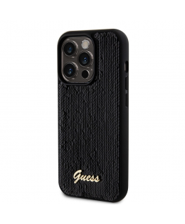 Guess Sequin Script Logo Case for iPhone 14 Pro Max Black