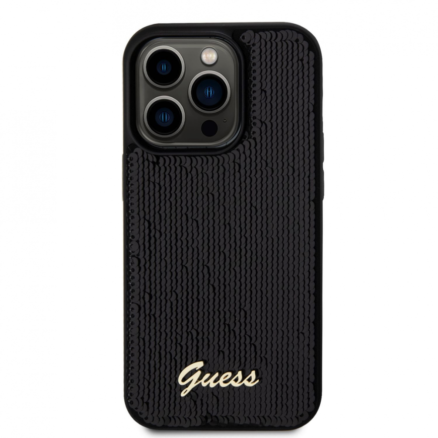 Guess Sequin Script logotipo dėklas, skirtas iPhone 14 Pro Max Juodas – 2