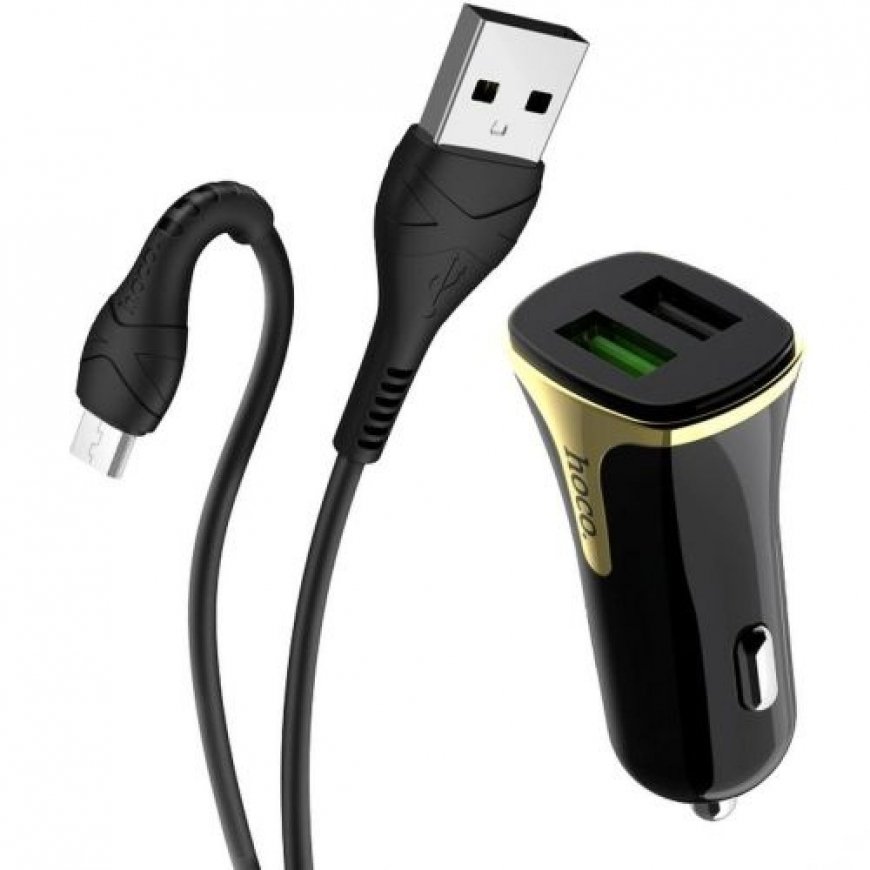Hoco Z31 Car charger + Micro USB cable 2xUSB QC3.0 18W