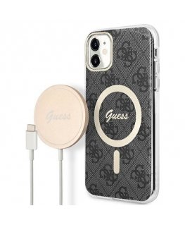 Zestaw Guess GUBPN61H4EACSK Case+Charger iPhone 11 6,1" czarny|b