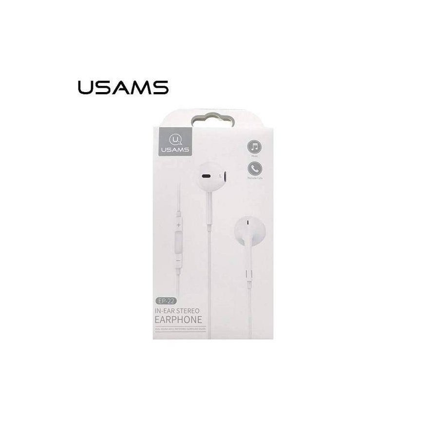 USAMS Słuchawki stereo EP-22 biały |white HSEP2201 jack 3,5mm – 2