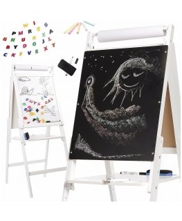 RoGer XXL Two-sided Chalk and Magnetic Wooden Board + Educational accessories