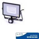 30W LED spotlight V-TAC, 3000K (warm white), with motion sensor, black body, SAMSUNG LED chip