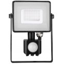 30W LED spotlight V-TAC, 3000K (warm white), with motion sensor, black body, SAMSUNG LED chip