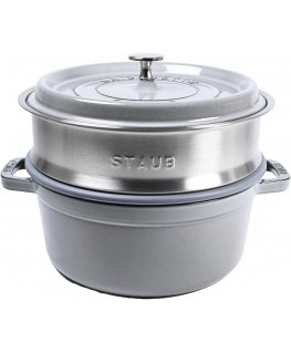 Garnek żeliwny okrągły z wkładem STAUB La Cocotte 40508-819-0 - 3,8 ltr. grafitowy