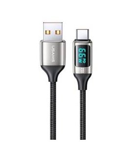 USAMS Kabel pleciony U78 USB-C 1.2m LED 6A Fast Charging biały|w