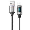 USAMS Kabel pleciony U78 USB-C 1.2m LED 6A Fast Charging biały|w