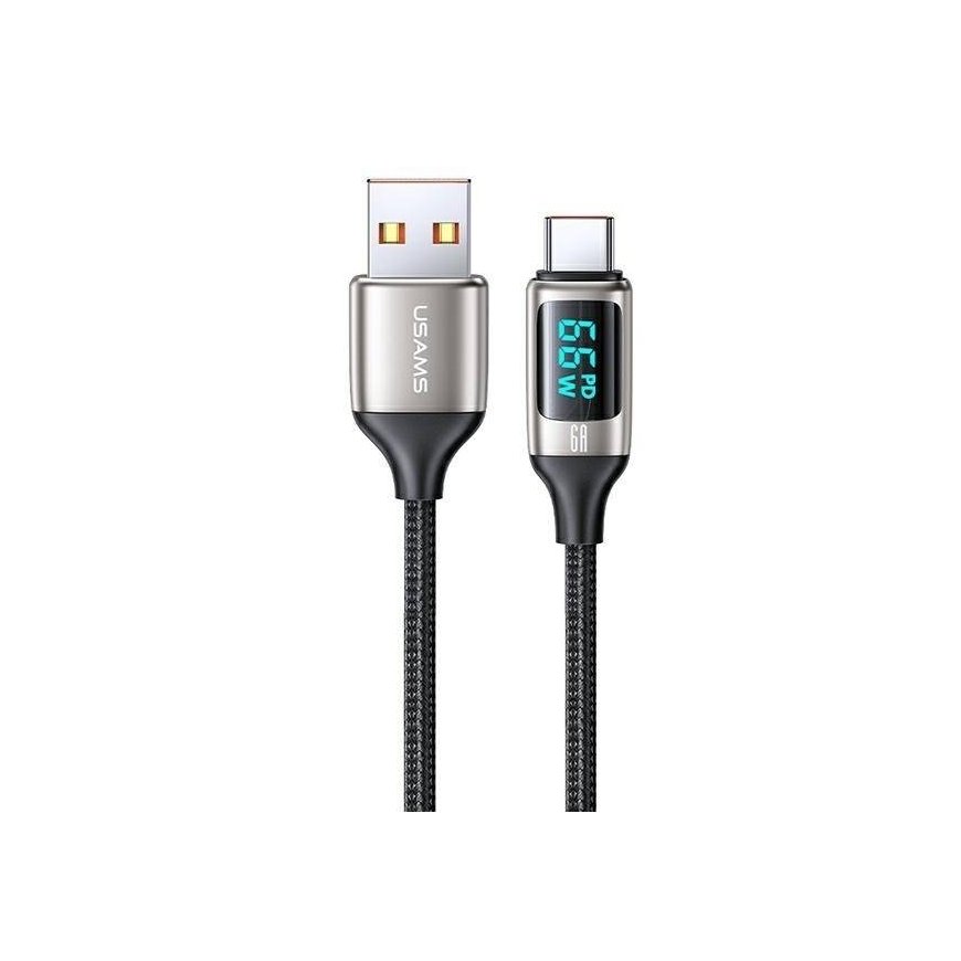 USAMS Kabel pleciony U78 USB-C 1.2m LED 6A Fast Charging biały|w – 2