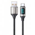 USAMS Kabel pleciony U78 USB-C 1.2m LED 6A Fast Charging biały|w