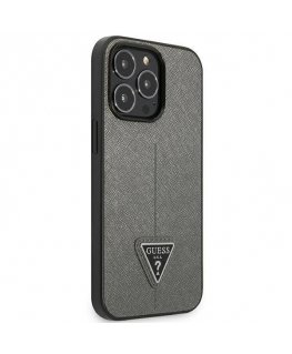 Guess PU Saffiano Triangle Case for iPhone 13 Pro Silver