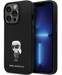 Karl Lagerfeld dėklas, skirtas iPhone 13 Pro 6,1" KLHCP13LSMHKNPK juodas HC Silicone Ikonik Metal Pin