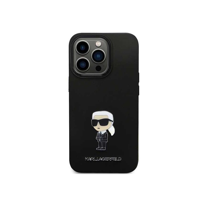 Karl Lagerfeld Case for iPhone 13 Pro 6.1" KLHCP13LSMHKNPK Black HC Silicone Ikonik Metal Pin – 2