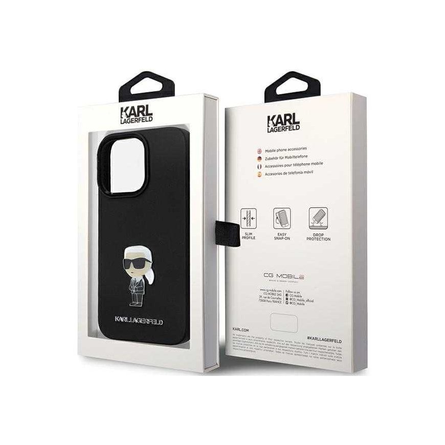 Karl Lagerfeld Case for iPhone 13 Pro 6.1" KLHCP13LSMHKNPK Black HC Silicone Ikonik Metal Pin – 3