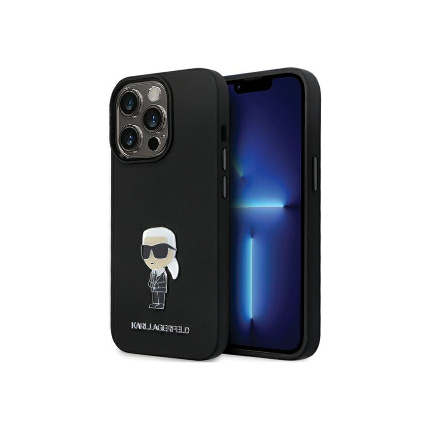 Karl Lagerfeld dėklas, skirtas iPhone 13 Pro 6,1" KLHCP13LSMHKNPK juodas HC Silicone Ikonik Metal Pin – 4