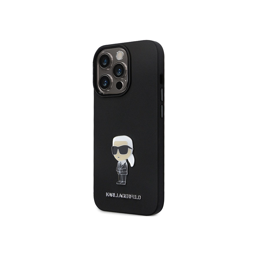 Karl Lagerfeld Case for iPhone 13 Pro 6.1" KLHCP13LSMHKNPK Black HC Silicone Ikonik Metal Pin – 5