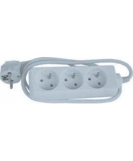Power cord 230V extension cord, CEE7 socket 3x, 10m, white (KS100PT301)