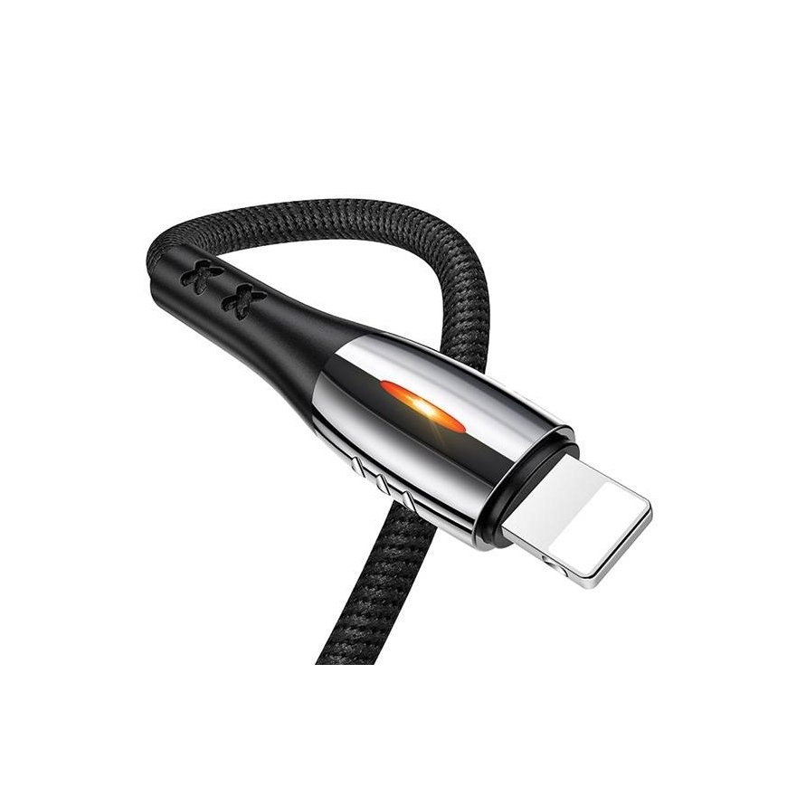 USAMS Kabel pleciony U-Tone lightning 1.2m Power-off 2A Fast Cha