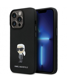 Karl Lagerfeld Case for iPhone 14 Pro Max 6.7" KLHCP14XSMHKNPK Black HC Silicone Ikonik Metal Pin